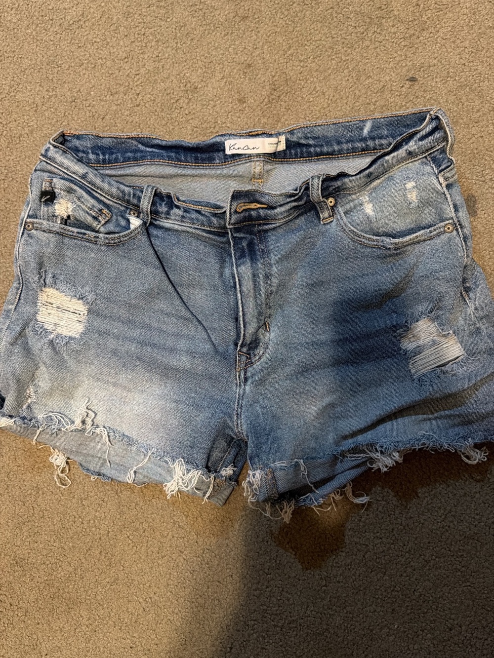 KanCan Light Blue Distressed Frayed Hem Jean Shorts